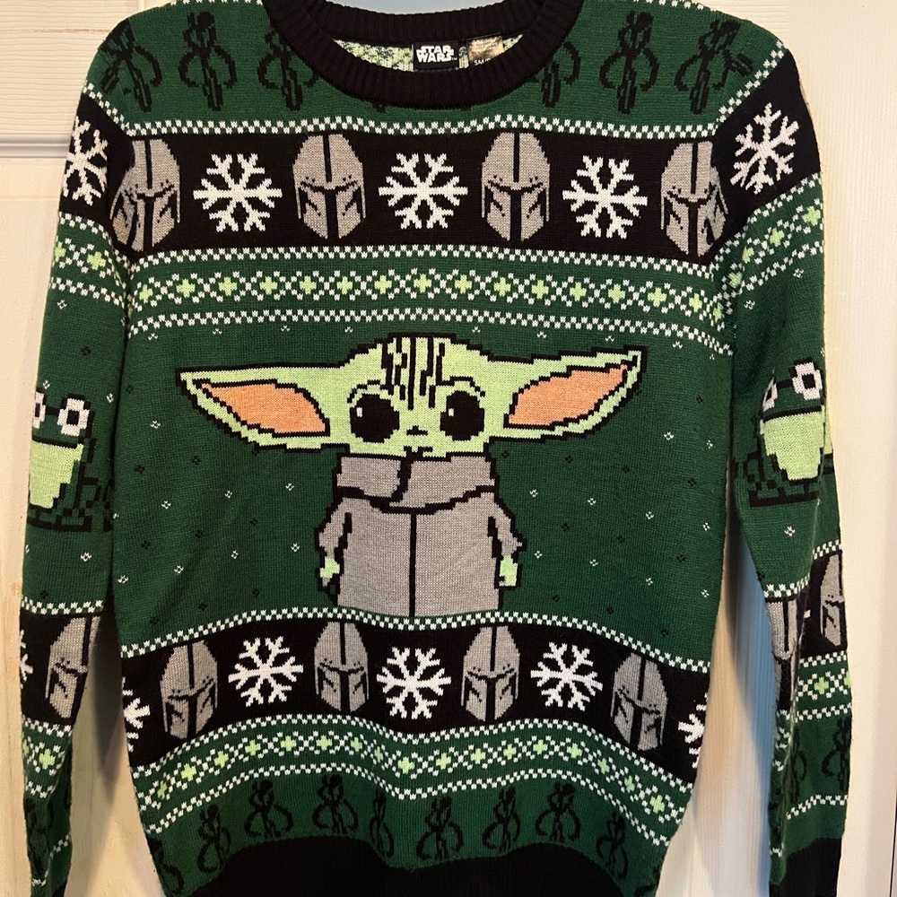 Box Lunch Star Wars Mandalorian The Child Grogu Holiday Sweater - Picture 4 of 4